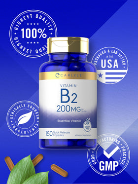 Carlyle Vitamine B2 200mg gélules avec nutrition facts