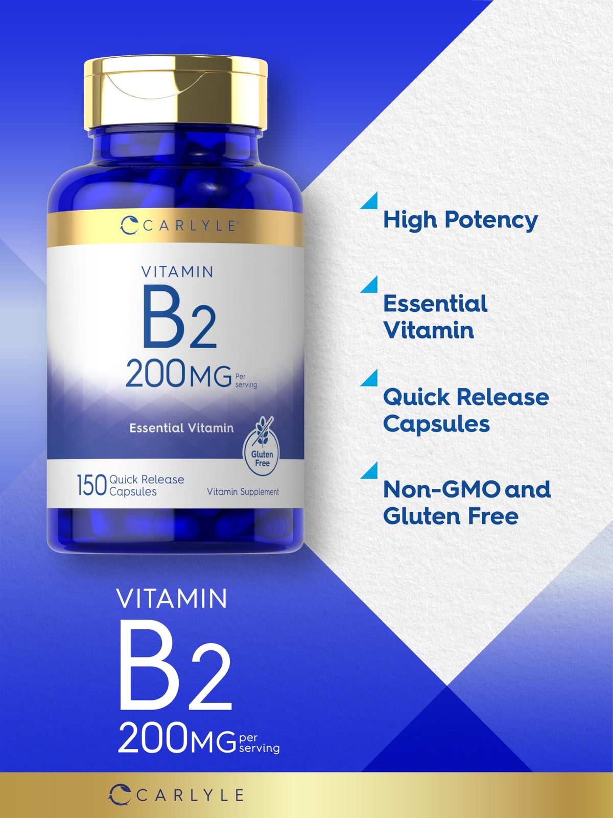 Carlyle Vitamine B2 200mg gélules sur table blanche