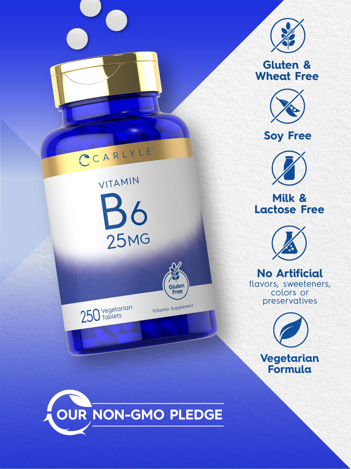 Carlyle Vitamine B6 comprimés sur fond blanc