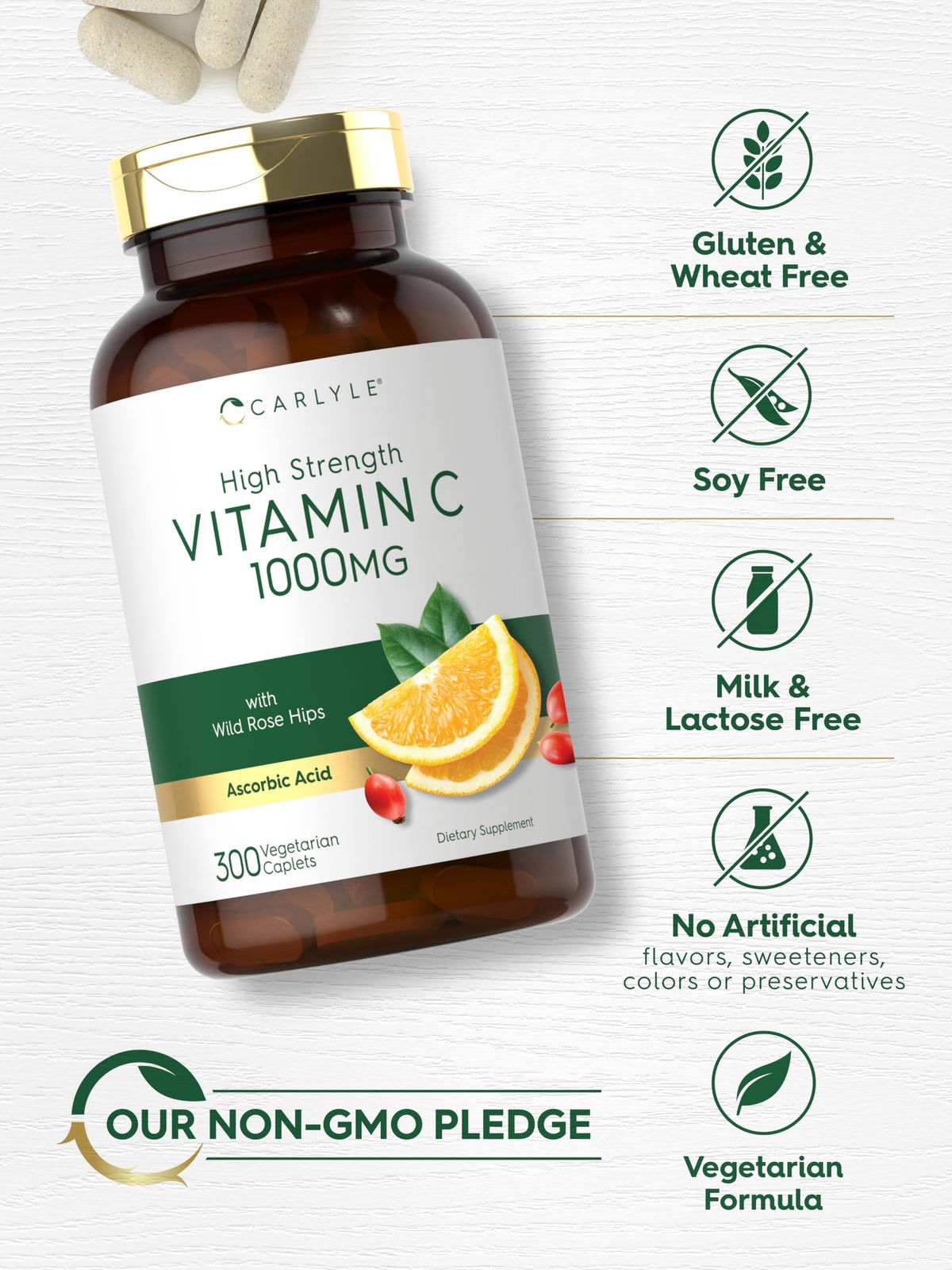Carlyle Vitamine C 1000mg 300 comprimés végétariens, boîte ouverte