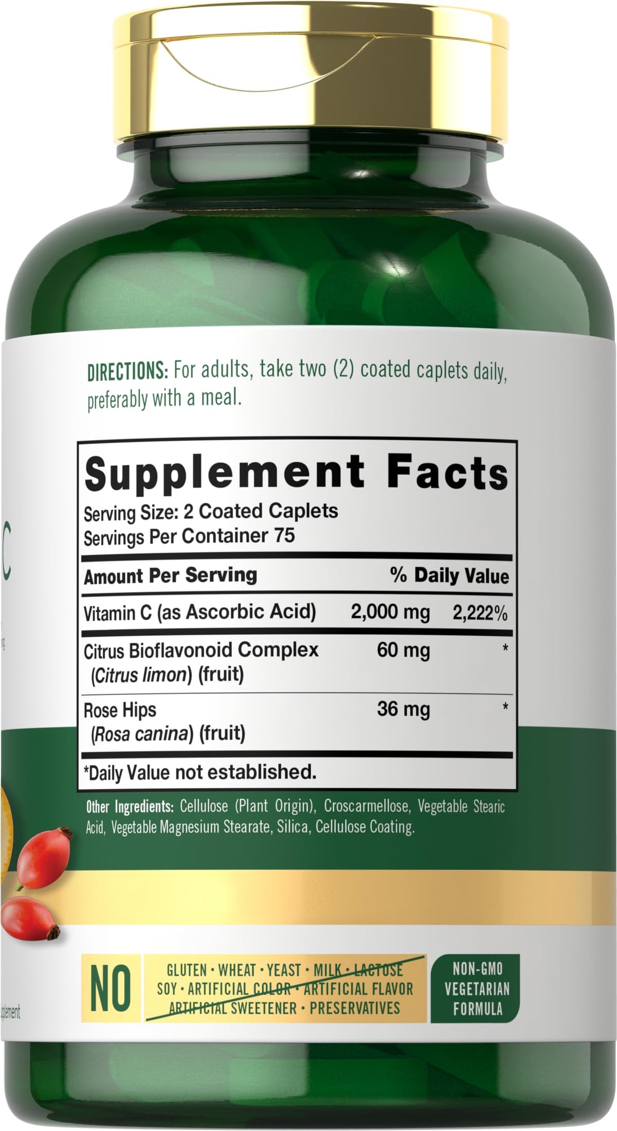 Carlyle Vitamine C 2000mg comprimés enrobés, détail de l'étiquette