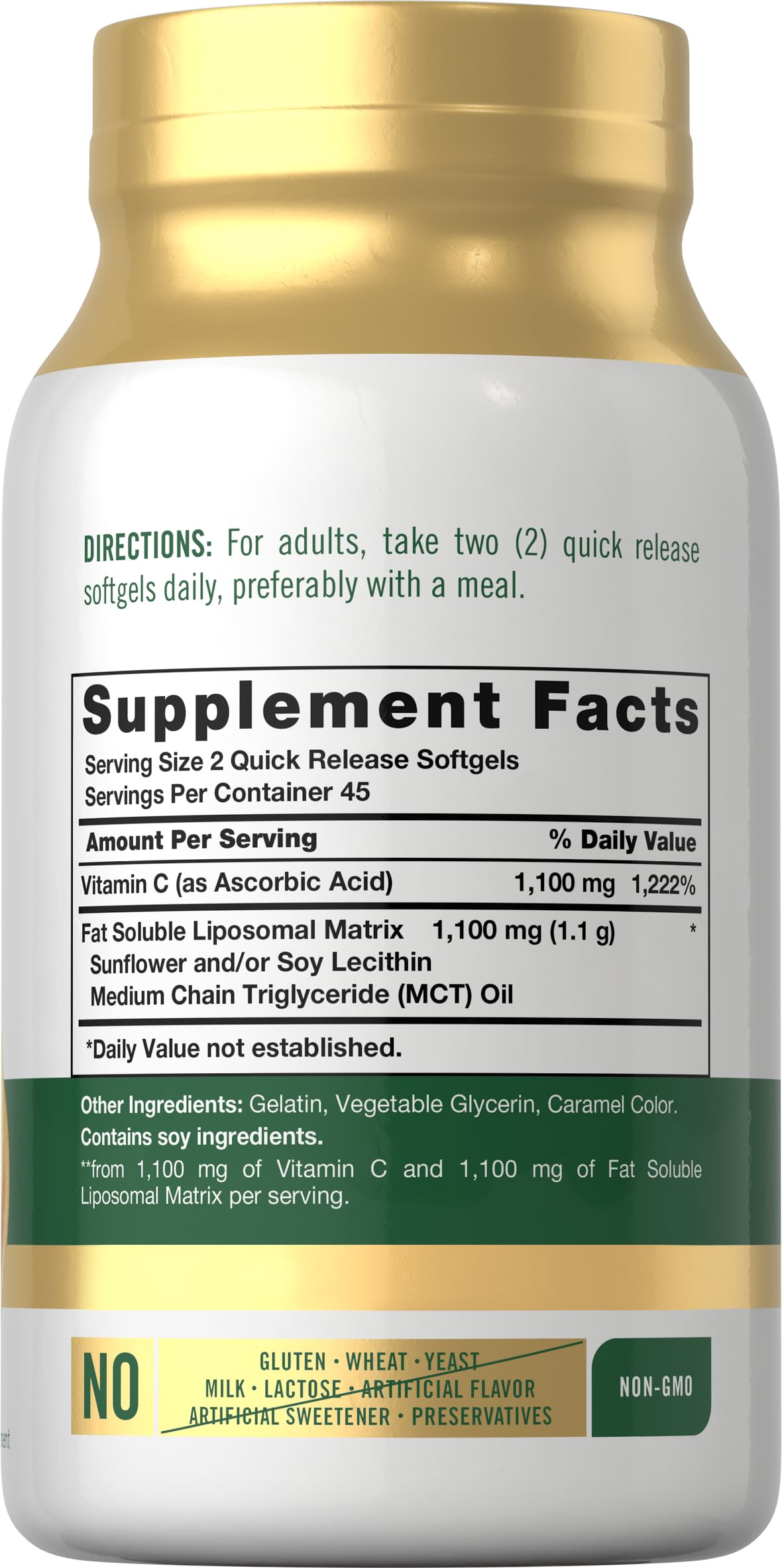 Carlyle Vitamine C Liposomale 2200mg capsules molles vue de côté