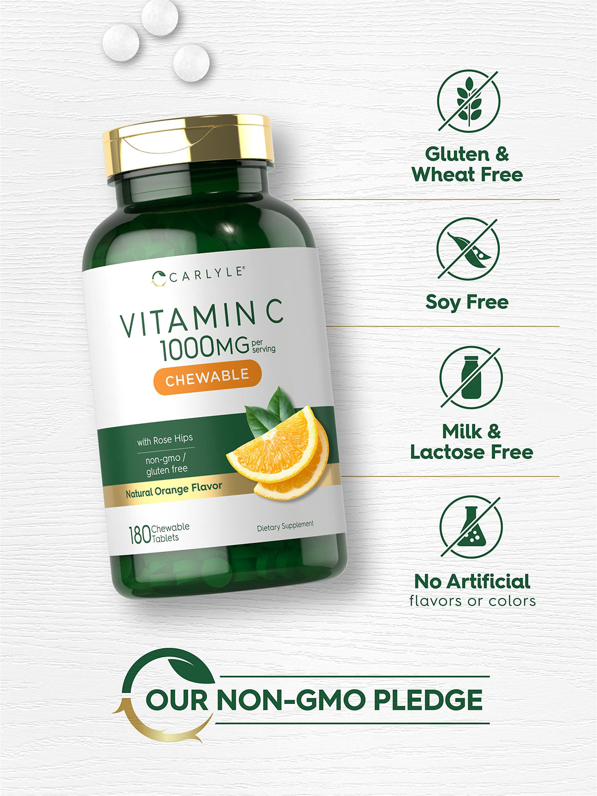 Carlyle Vitamine C Mâchable 1000mg affichage des valeurs nutritionnelles