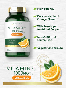 Carlyle Vitamine C Mâchable 1000mg avec églantier ingrédients