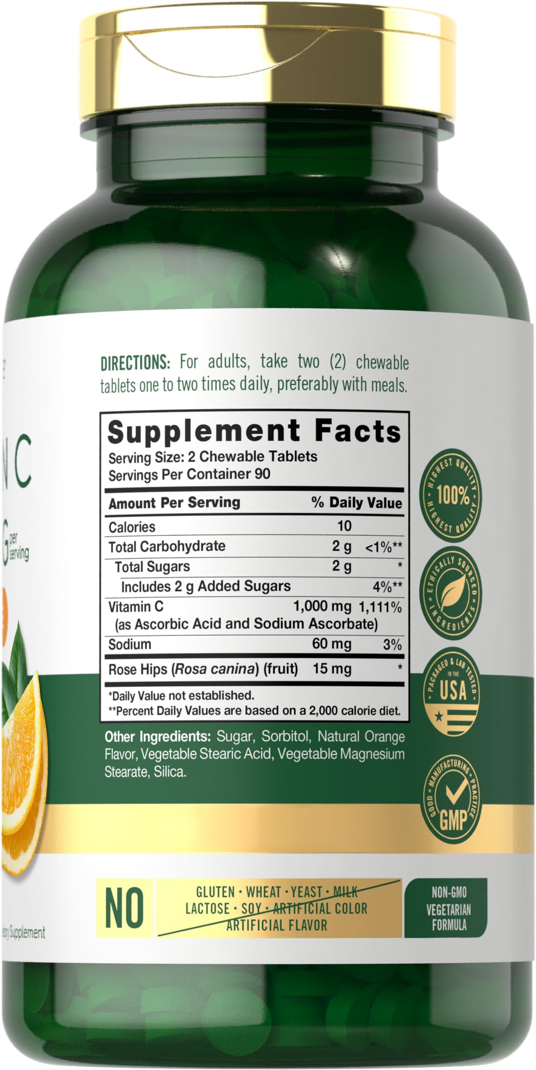 Carlyle Vitamine C Mâchable 1000mg comprimés en gros plan