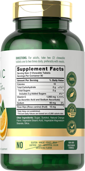 Carlyle Vitamine C Mâchable 1000mg comprimés en gros plan