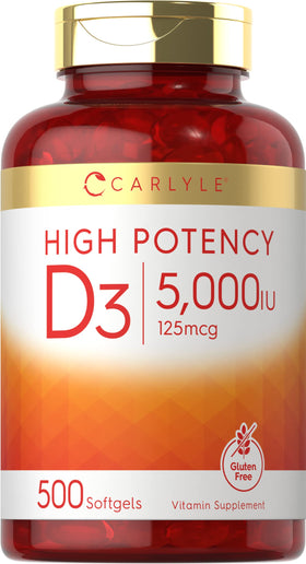 Carlyle Vitamine D3 5000 UI 500 gélules softgels vue avant