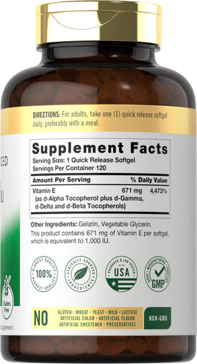 Carlyle Vitamine E 1000 IU gélules vue arrière