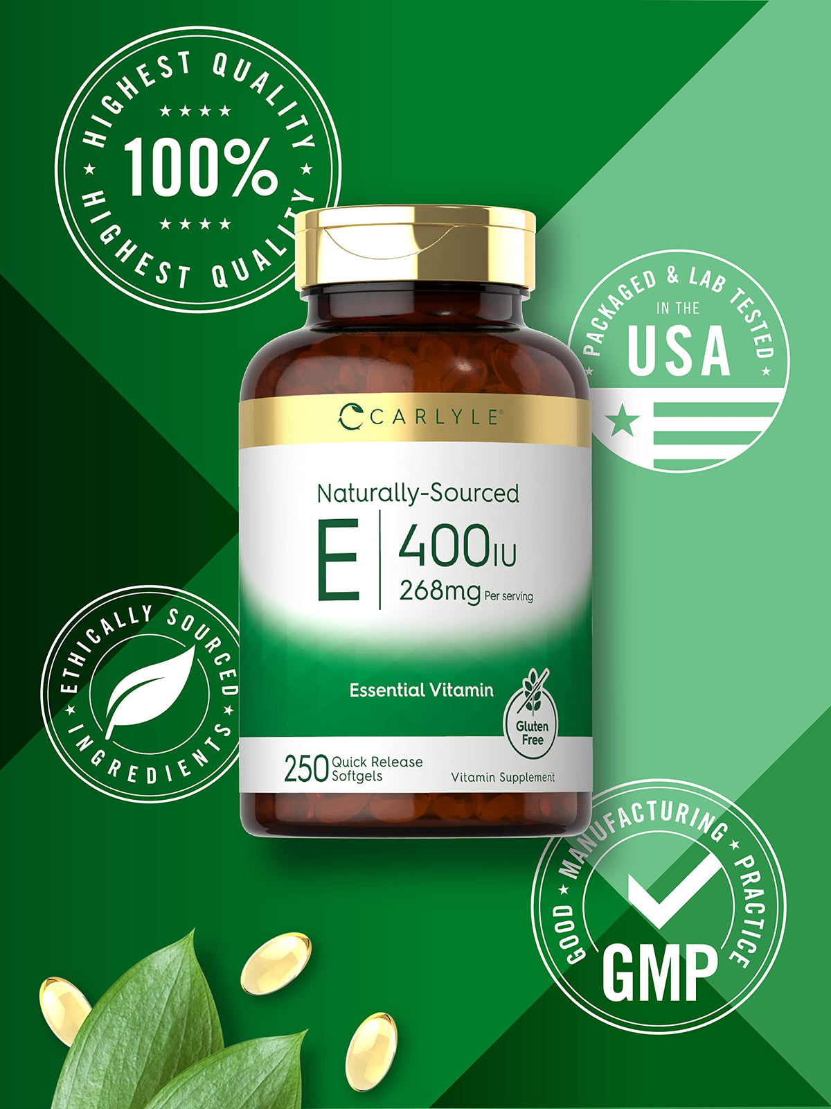 Carlyle Vitamine E 400 IU capsules, vue latérale
