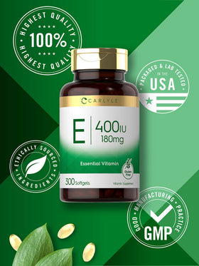 Carlyle Vitamine E 400 UI capsules molles sur une table