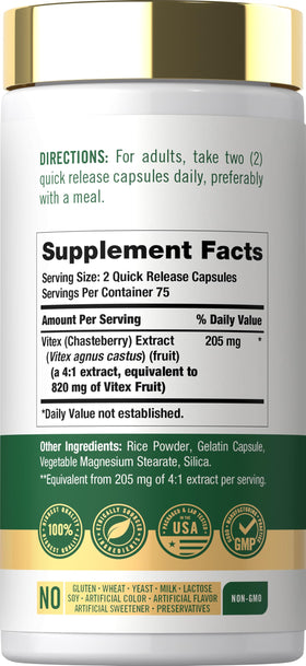 Carlyle Vitex Chasteberry Capsules en main avec fond naturel