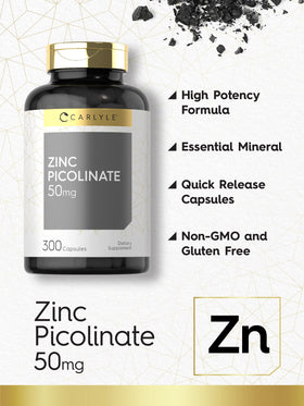 Carlyle Zinc Picolinate 50 mg capsules arrière de la bouteille