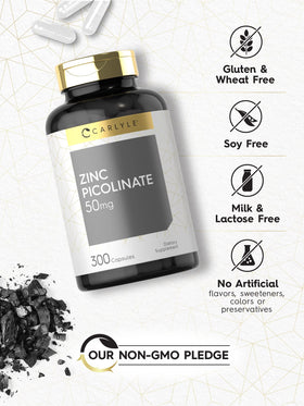 Carlyle Zinc Picolinate 50 mg capsules côté de la bouteille