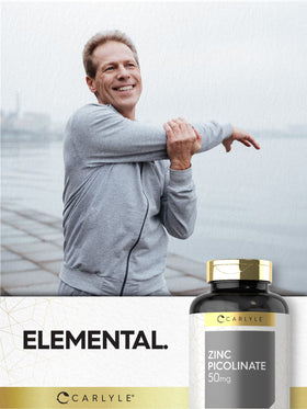 Carlyle Zinc Picolinate 50 mg capsules sur une surface en bois
