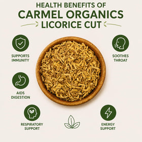 CARMEL ORGANICS Racine de Réglisse Coupée 231g en préparation de tisane