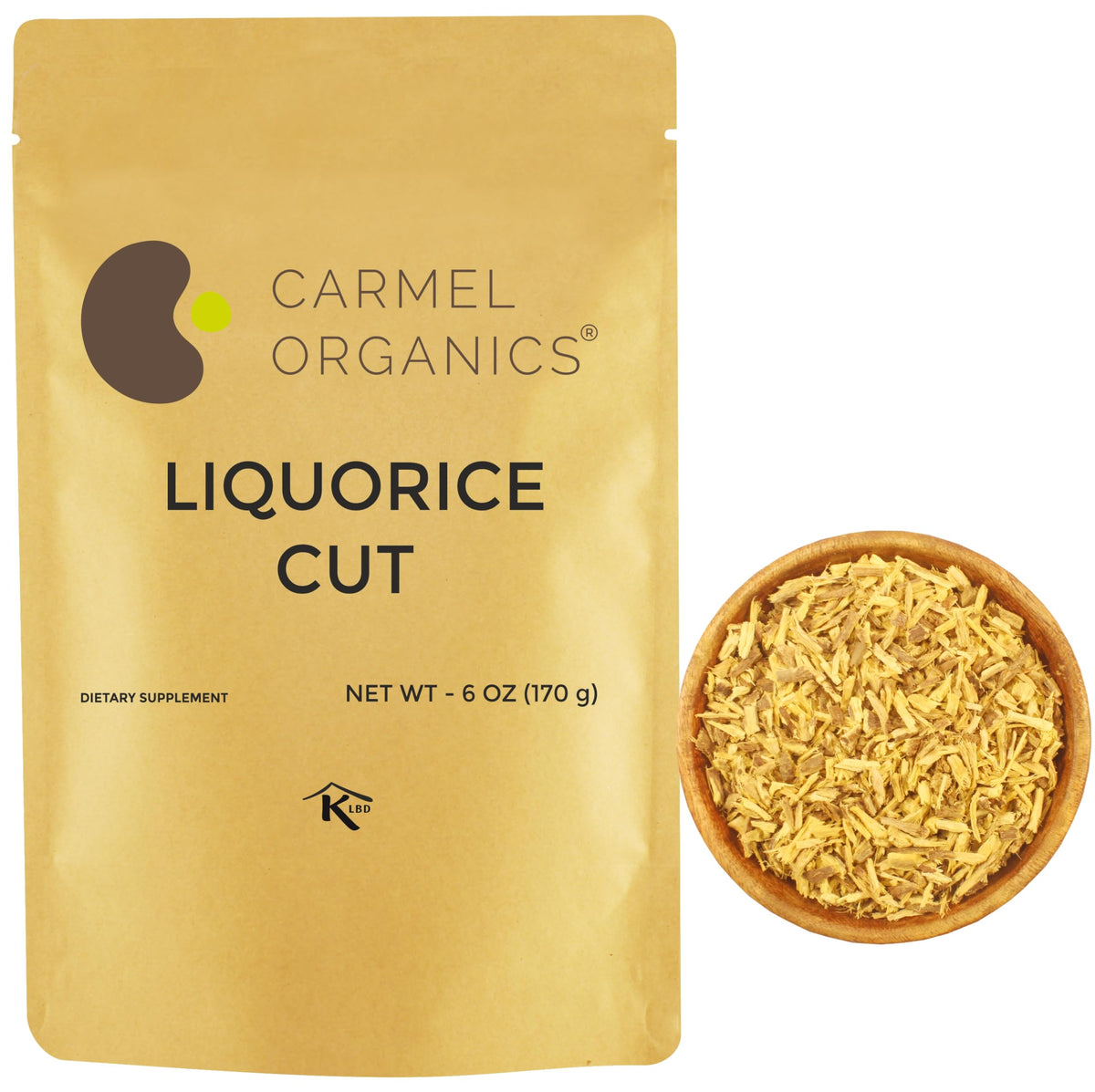 CARMEL ORGANICS Racine de Réglisse Coupée 231g vue de face
