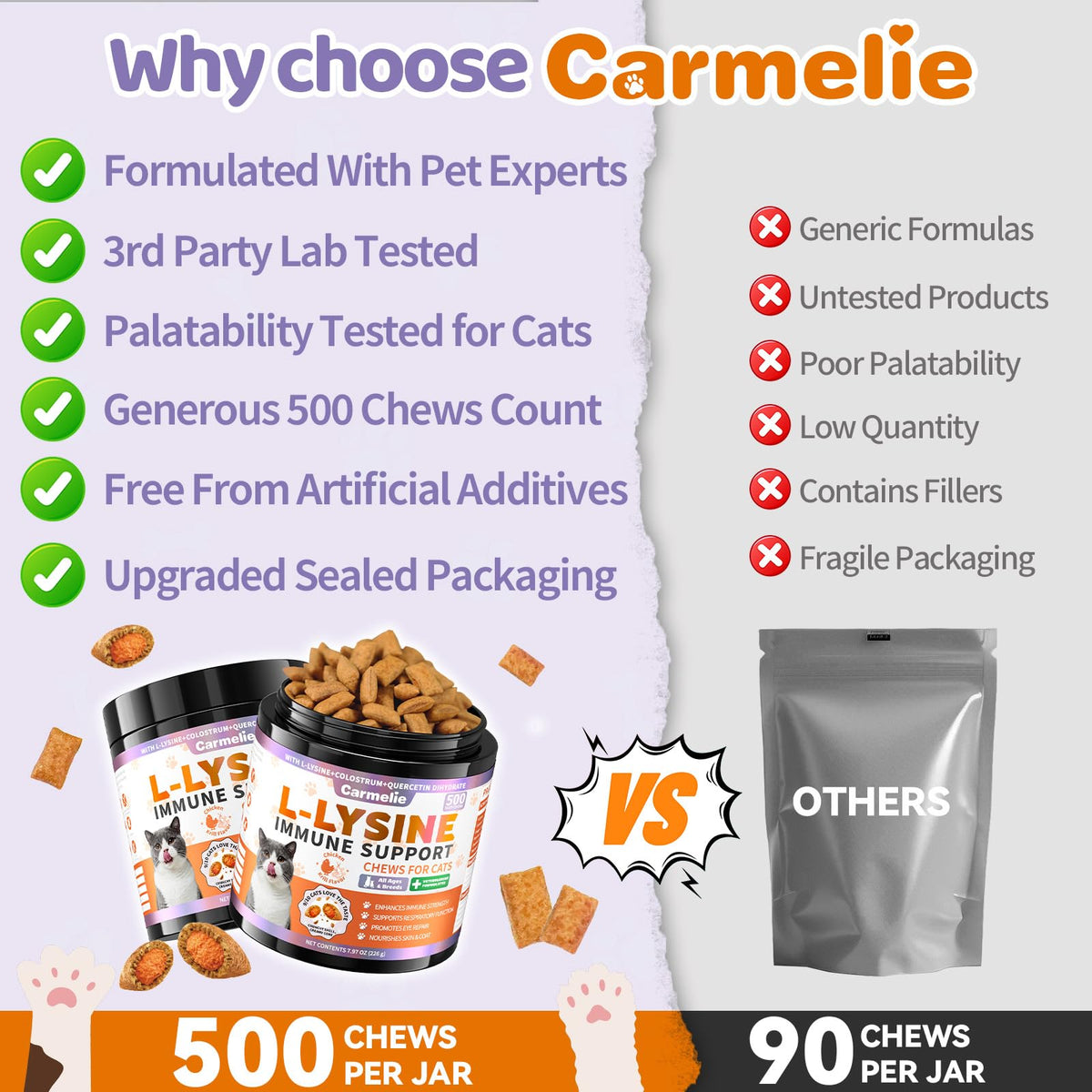 Carmelie friandises pour chats, chews en gros plan