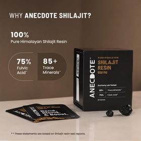 Cartes de résine de shilajit ANECDOTE sur fond blanc