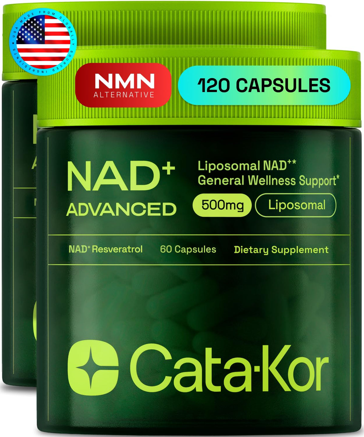 Cata-Kor Complément Liposomal NAD+ 120 Capsules vue de face