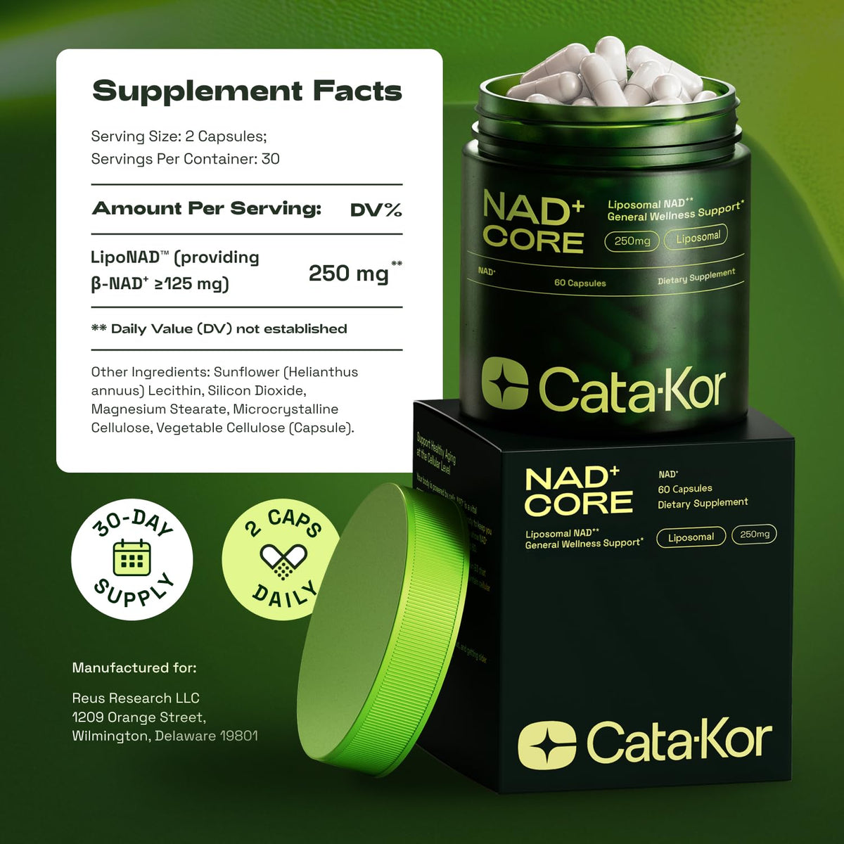 Cata-Kor complément liposomal NAD+ avec ingrédients