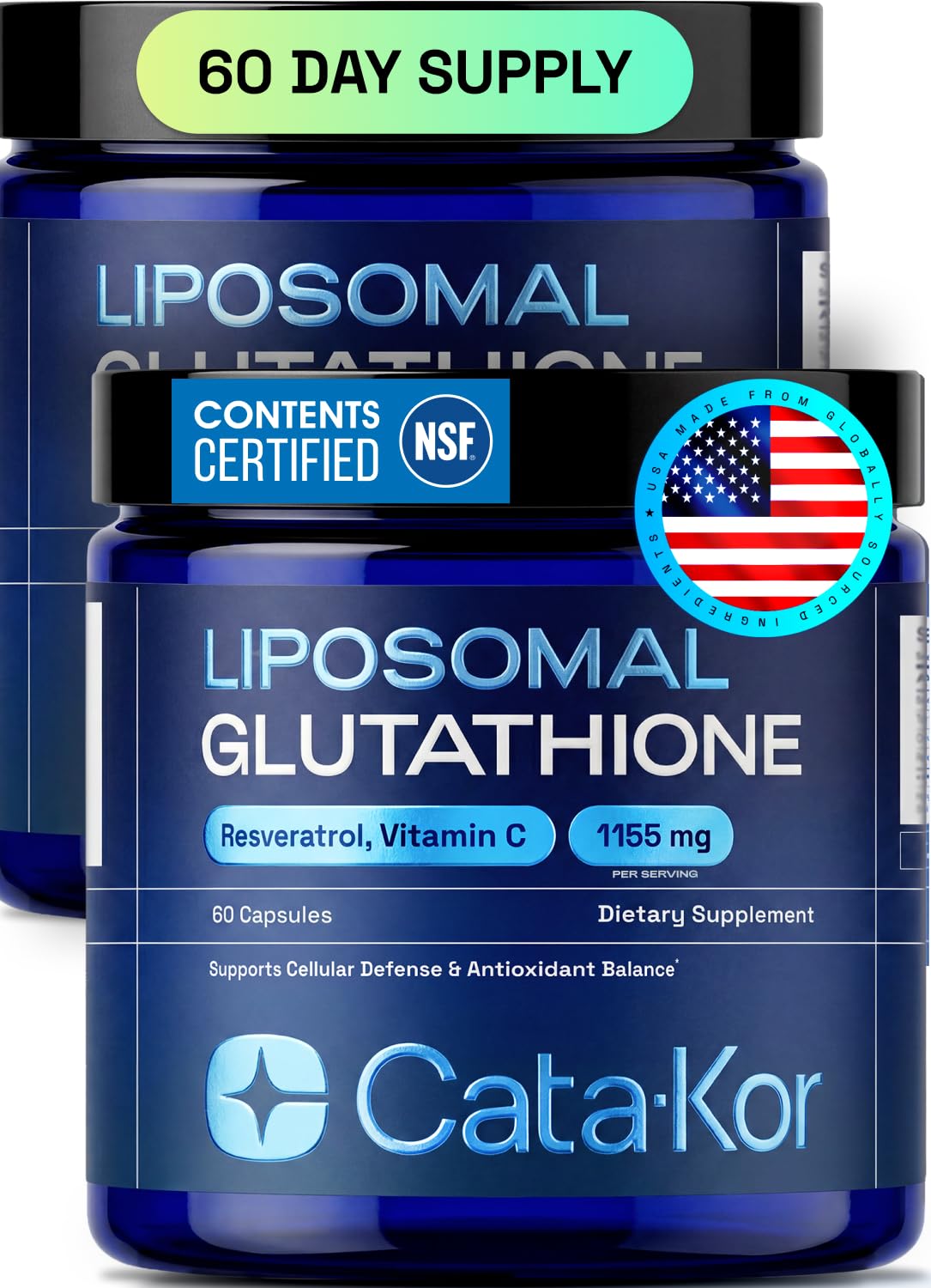 Cata-Kor Glutathione Liposomal 60 capsules, vue de face