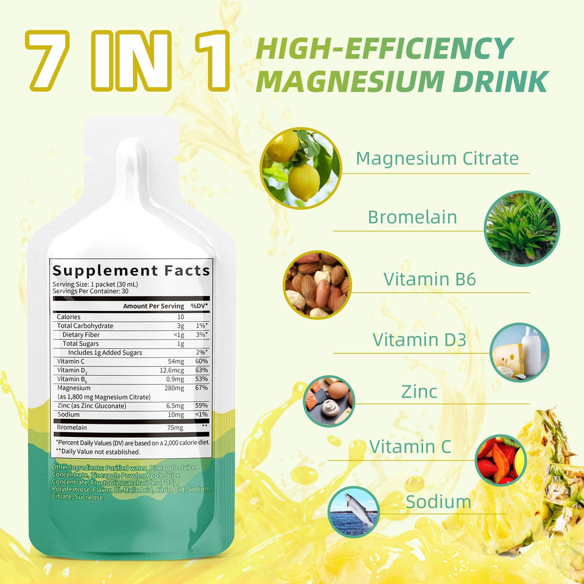 Catfit Magnésium Citrate 10 Fl Oz sachets avec goût ananas