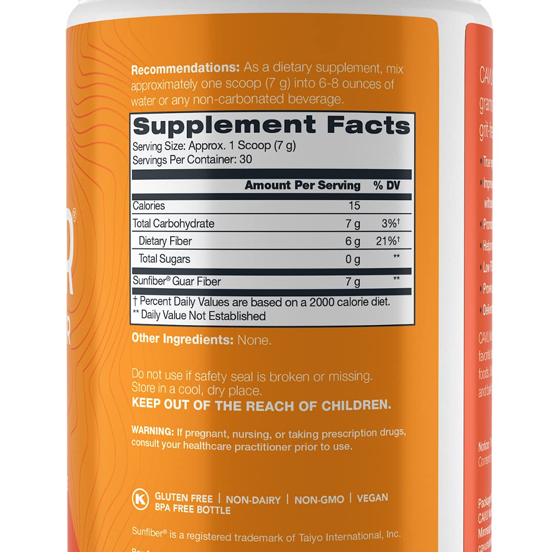 CAVU Sunfiber Fibre Prébiotique Soluble 290g en poudre dans un verre