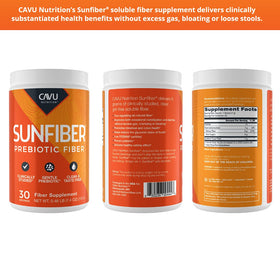 CAVU Sunfiber Fibre Prébiotique Soluble 290g sur une cuillère
