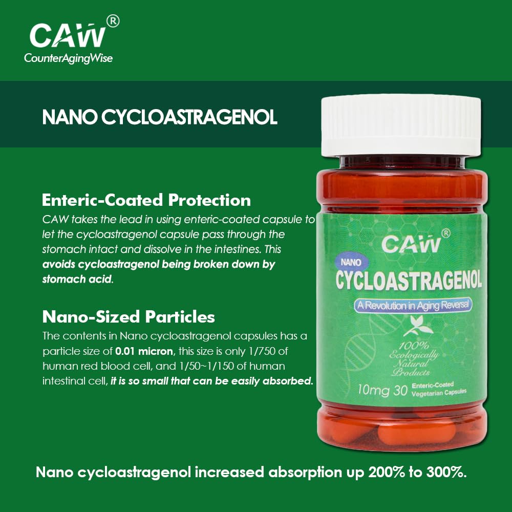 CAW Nano Cycloastragenol 10mg capsules côté