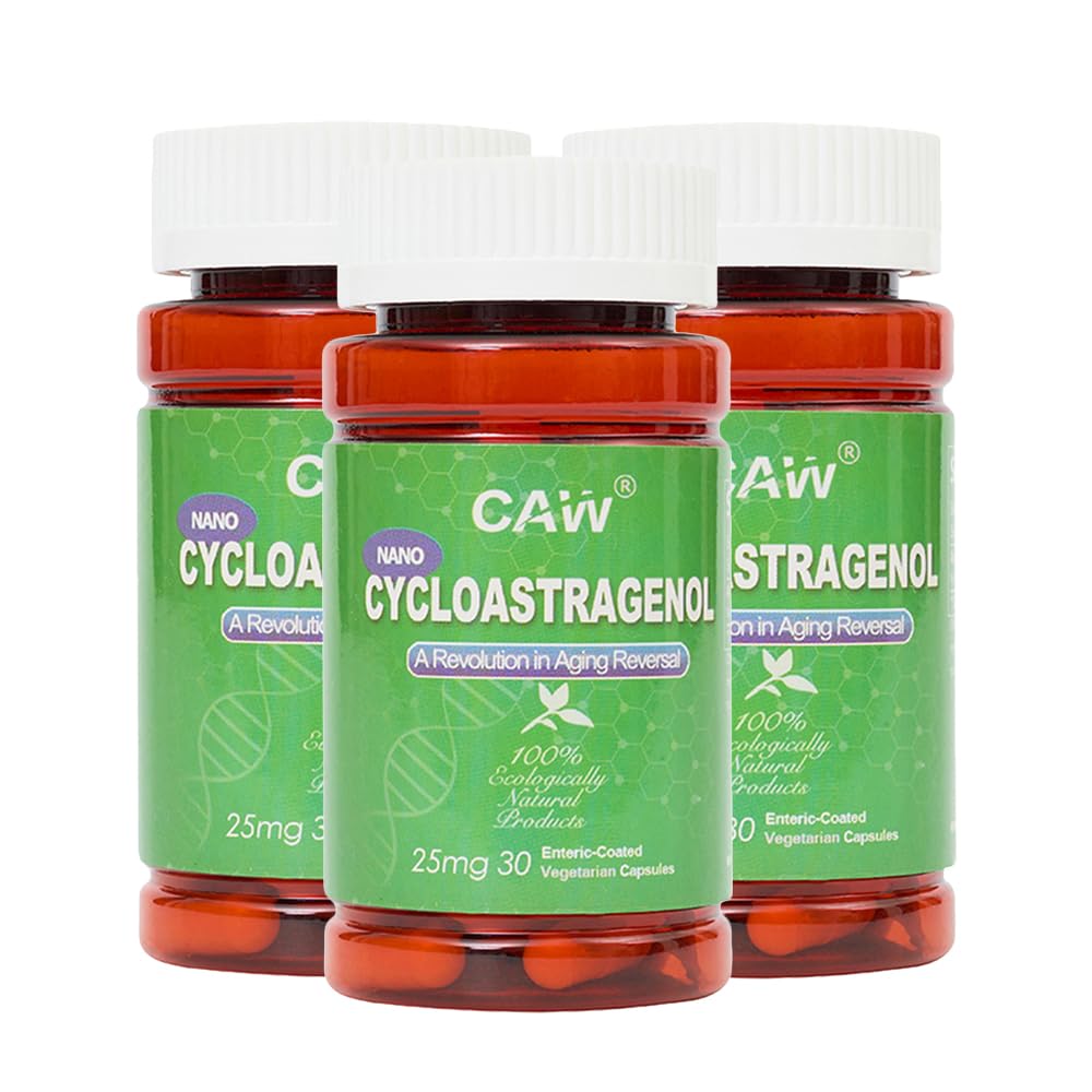 CAW Nano Cycloastragenol 25 mg bouteille vue avant, contenant 30 capsules