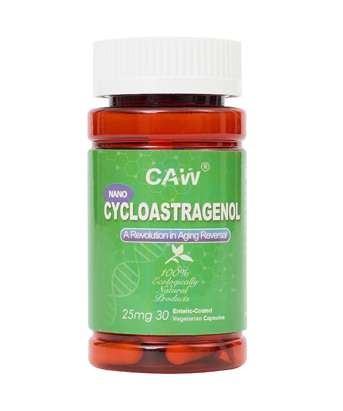 CAW Nano Cycloastragenol 25Mg bouteille de 30 capsules végétariennes vue de face