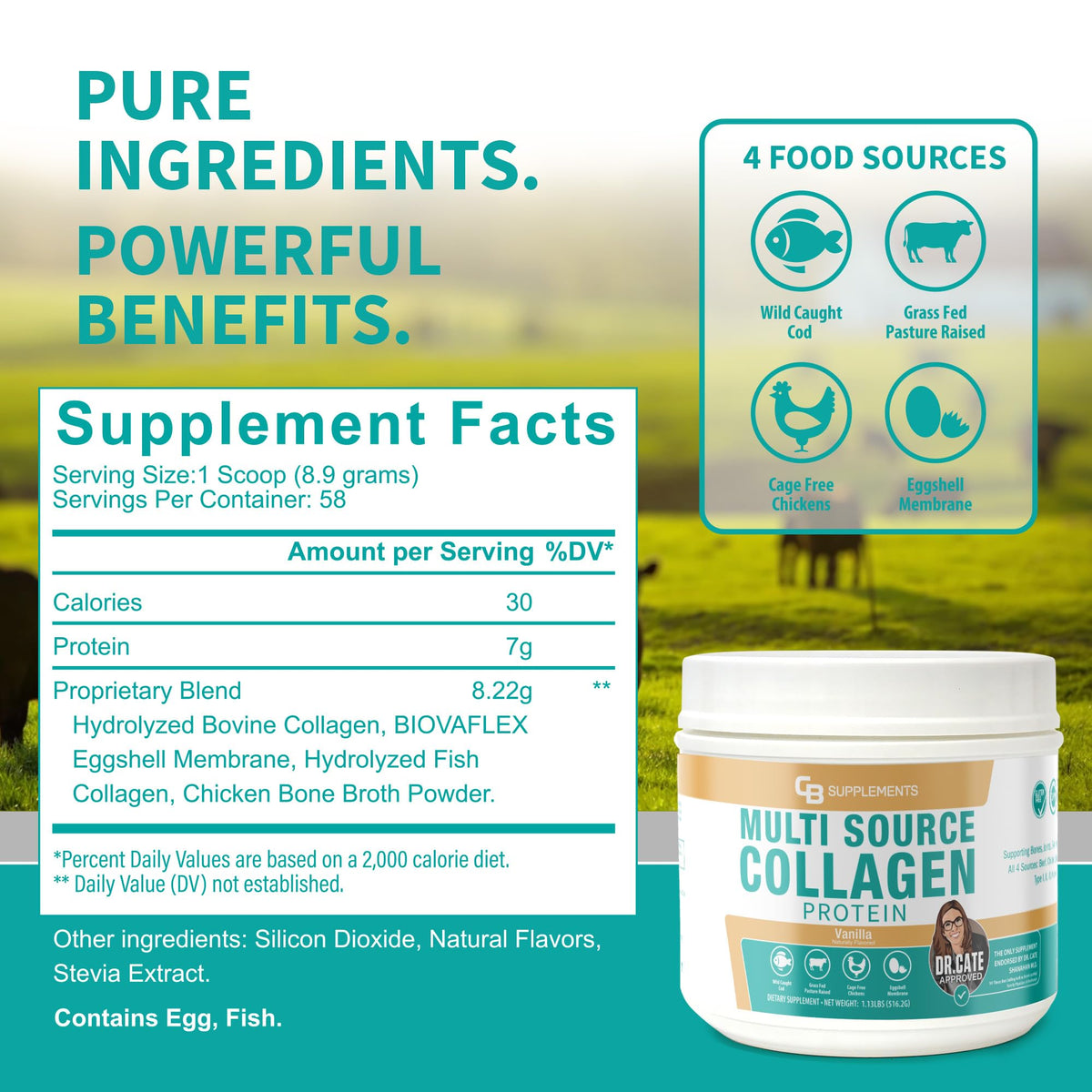 CB Supplements Multi Collagen Protein 662g en utilisation dans un smoothie