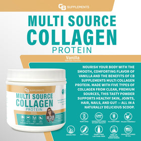CB Supplements Multi Collagen Protein 662g poudre dans un verre