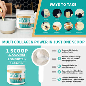 CB Supplements Multi Collagen Protein 662g présentation sur une table