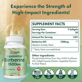 CEALMU CORE Berberine HCL 1500mg emballage et informations