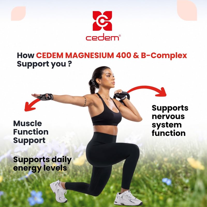 CEDEM Magnésium 400mg + B-Complex emballage avec informations nutritionnelles