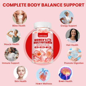 Ceecisee Gummies multivitamines 50+ Femmes, gummies dans un bol