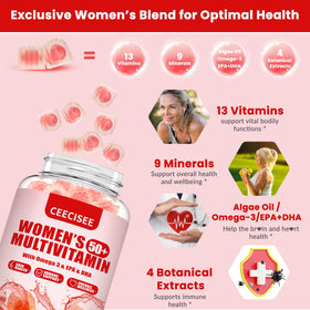Ceecisee Gummies multivitamines 50+ Femmes, gummies en forme de fruits