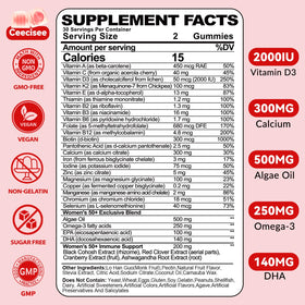 Ceecisee Gummies multivitamines 50+ Femmes, vue arrière du packaging
