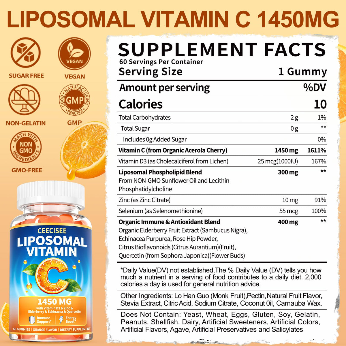 Ceecisee Gummy Vitamine C Liposomale 400g arrière
