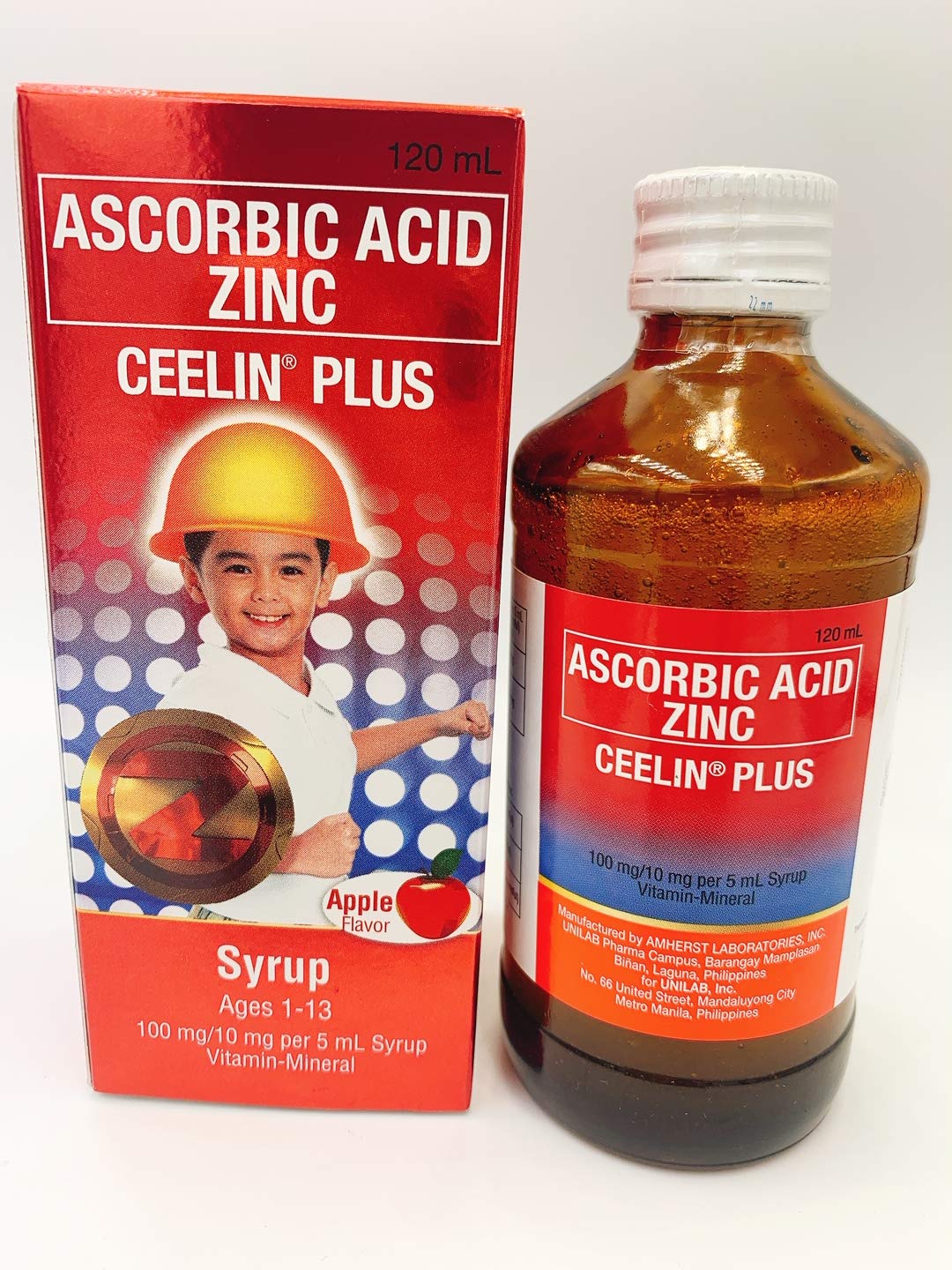 Ceelin Plus Sirop 120 mL goût pomme, flacon jaune