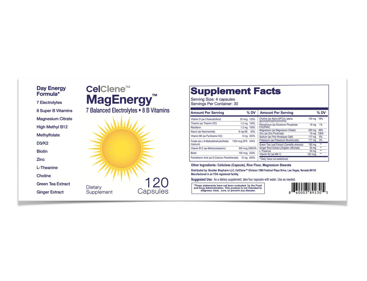 CELCLENE MagEnergy 7 Électrolytes 110g - utilisation quotidienne