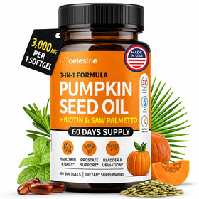 Celestrie Huile de Pépin de Citrouille 3-en-1 capsules vue de face