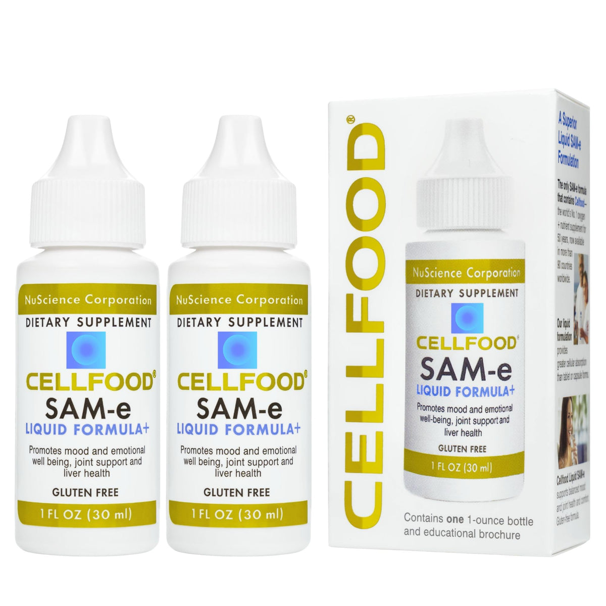 Cellfood SAM-e Formule Liquide 1 fl oz vue avant avec étiquette