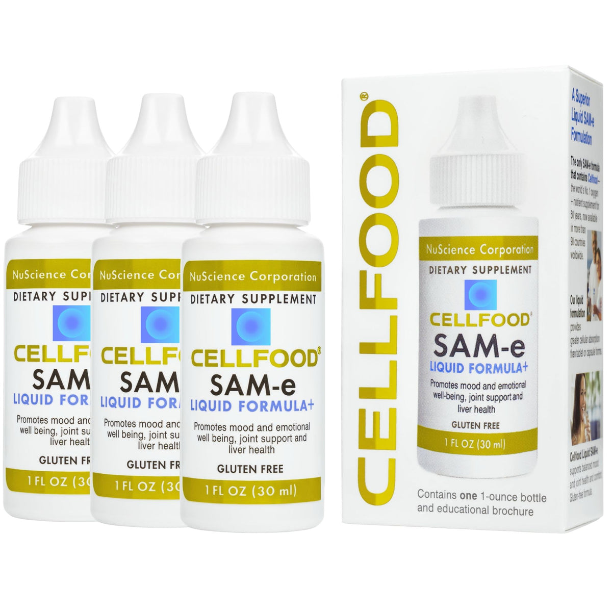 Cellfood SAM-e Formule Liquide 90 ml vue de face avec étiquette