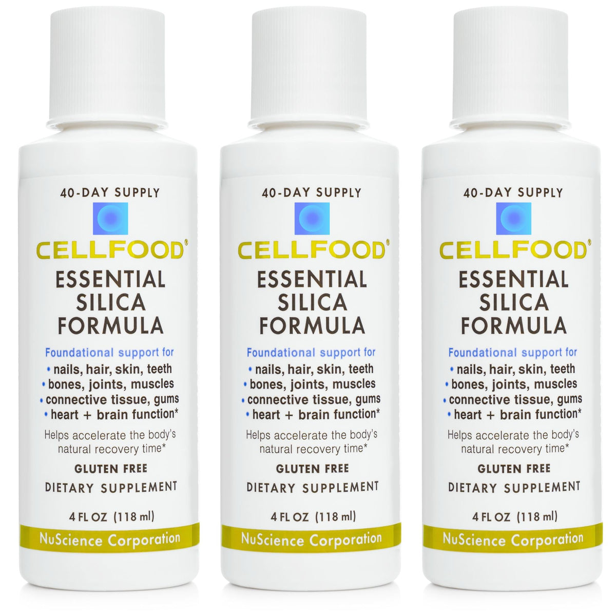 Cellfood Silice Essentielle 3 Pack avec 4 fl oz bouteilles