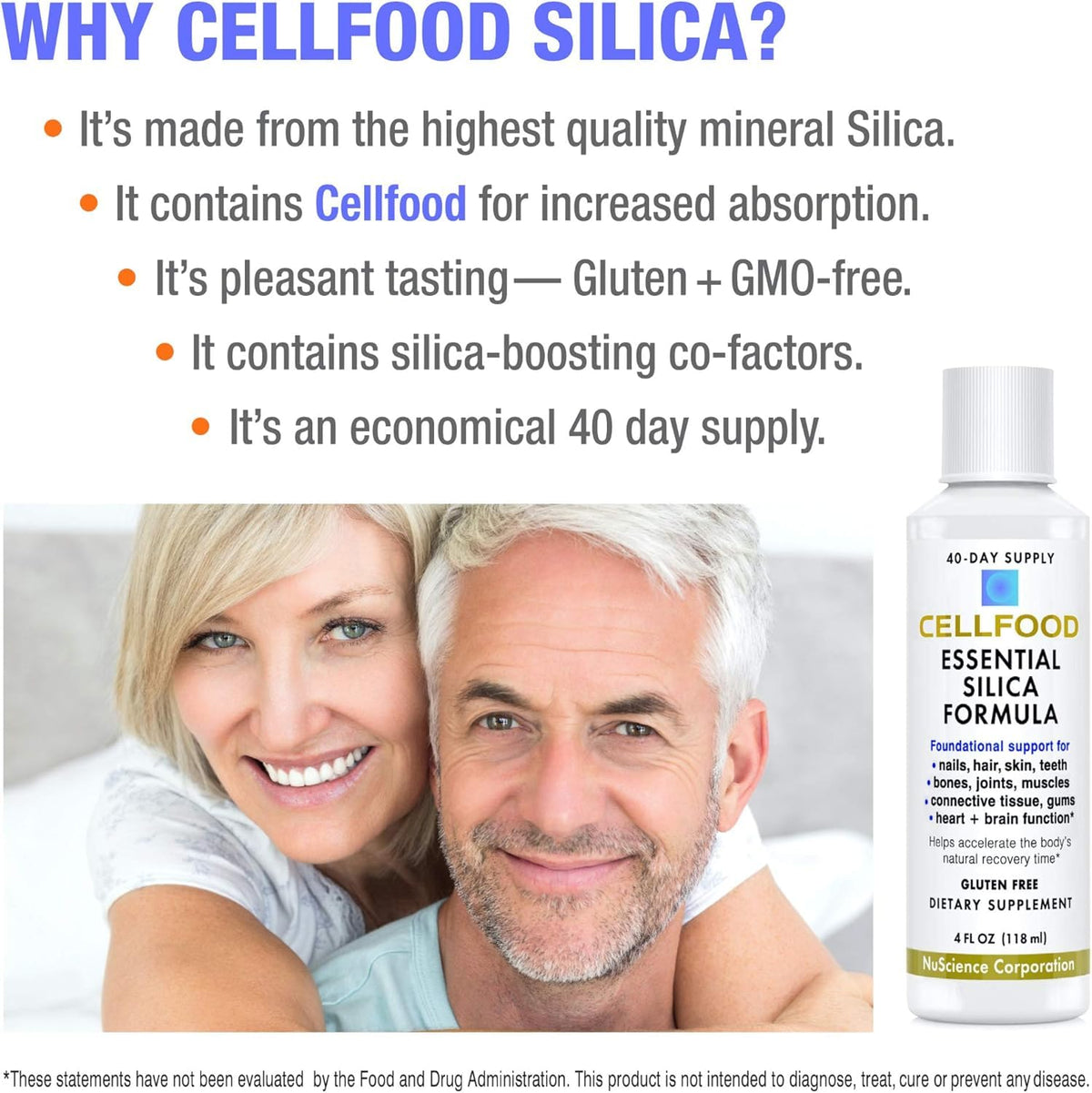 Cellfood Silice Essentielle bouteille avant avec design épuré