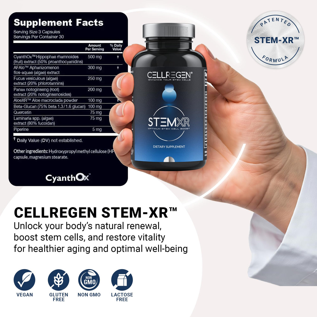 Cellregen StemXR 90 Capsules arrière avec ingrédients