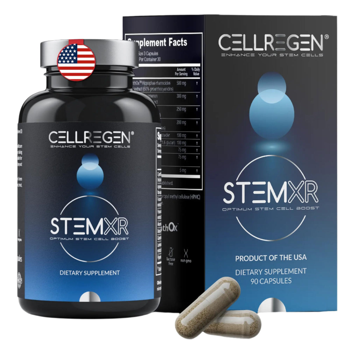 Cellregen StemXR 90 Capsules vue de face avec étiquette