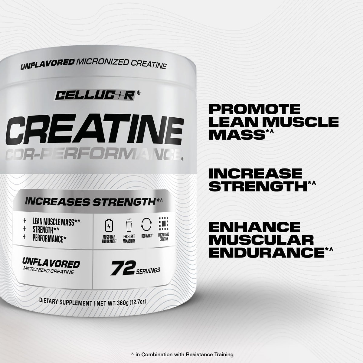 Cellucor Cor-Performance Créatine Monohydrate 72 portions poudre dans un verre